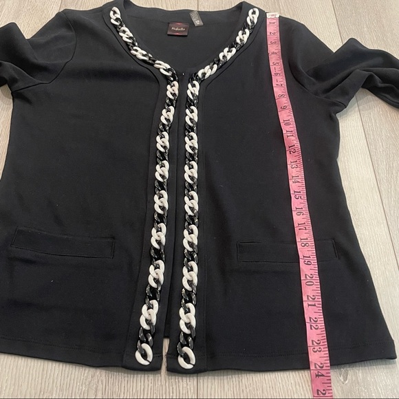 NWOT RAFAELLA Classy Black Long Sleeve Open Cotton Sweater Size M - Picture 5 of 11